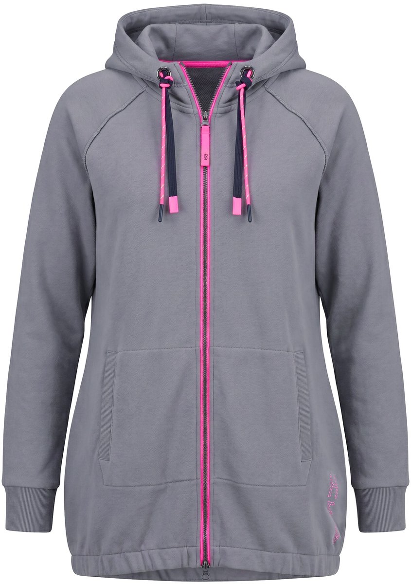 Laurasøn - Dames - Sweatjasje lange mouwen capuchon - Grijs - Maat 44+