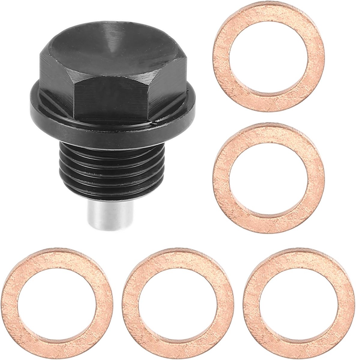 1 set afvoerschroeven M16 x 1,5 motoroliebehuizing met 5 sluitringen voor auto, zwart