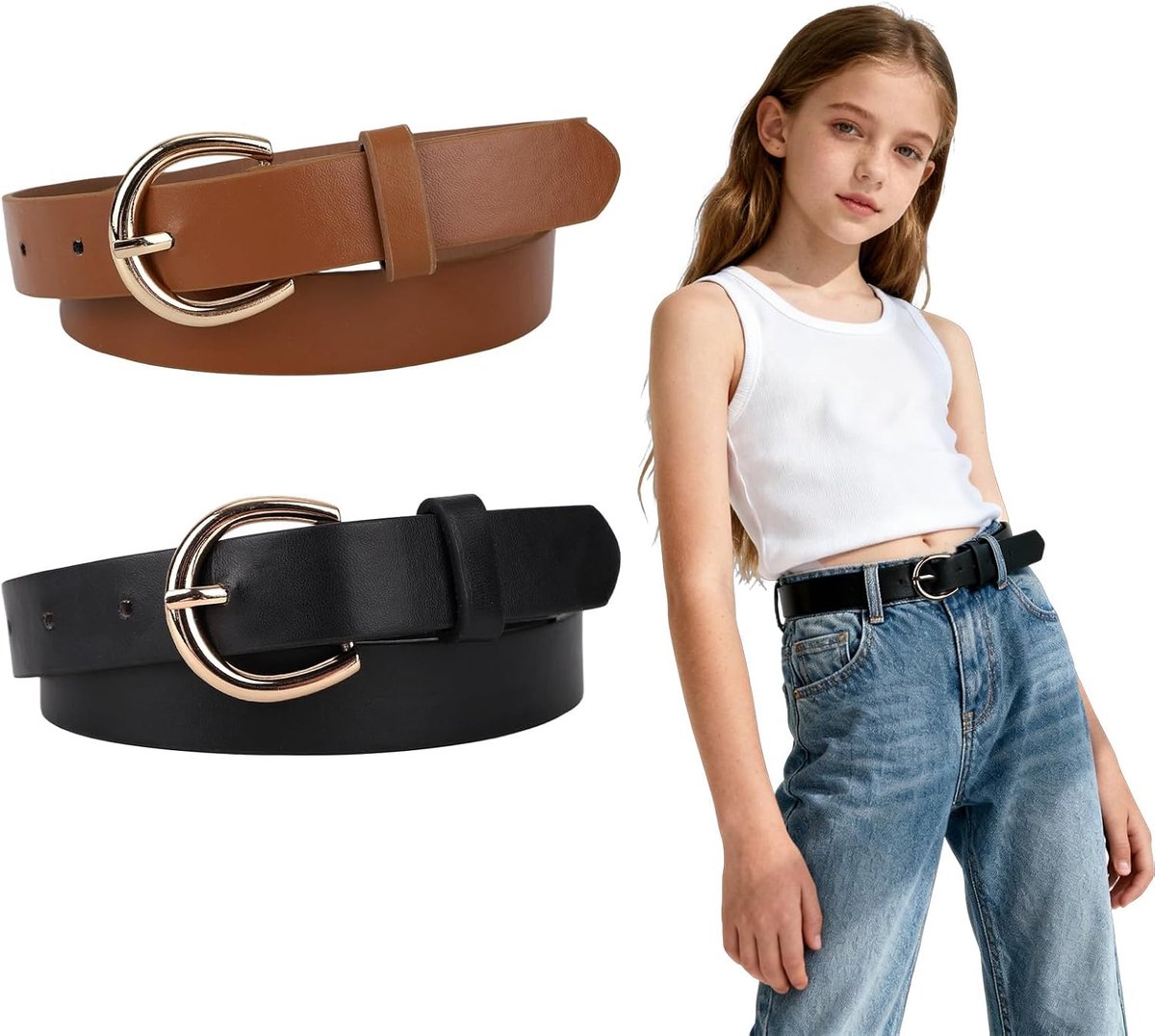 Riemen voor Meisjes Maat 10-12, Smalle Leren Riem Kledingaccessoire voor Meisjes Jeansjurken