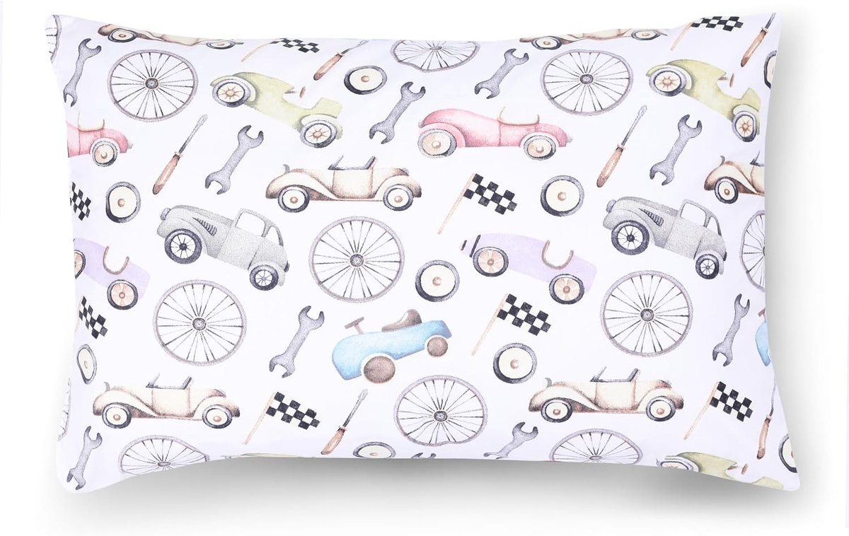 30 x 45 cm, kussensloop voor baby's en kinderen, kussensloop van 100% katoen, kussensloop voor meisjes en jongens, eco-tex met ritssluiting, gemaakt in de EU, oldtimers