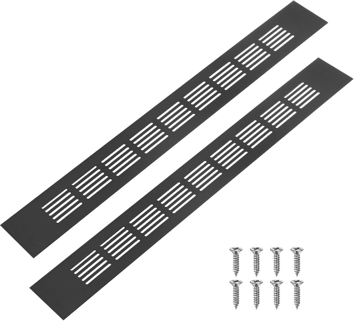 2-pack deuropeningen voor binnendeuren, 400 x 50 mm aluminiumlegering ventilatierooster voor kast/kledingkast, schoenenkast, rechthoekige luchtopening met 8 schroeven [zwart]