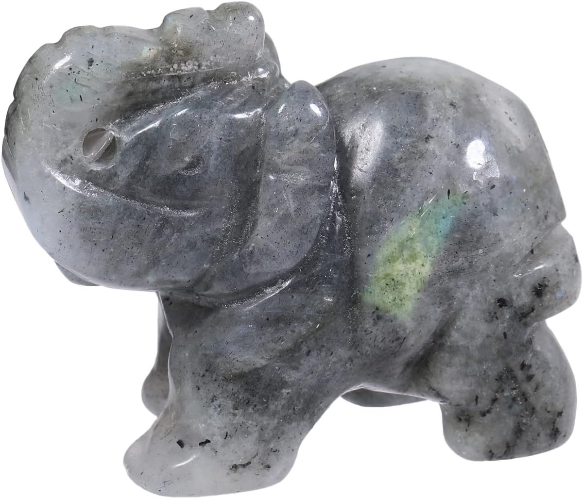 40 mm handgesneden kristallen olifant figuren, gelukkige tas steendierbeeld sculptuur huisdecoratie, maansteen