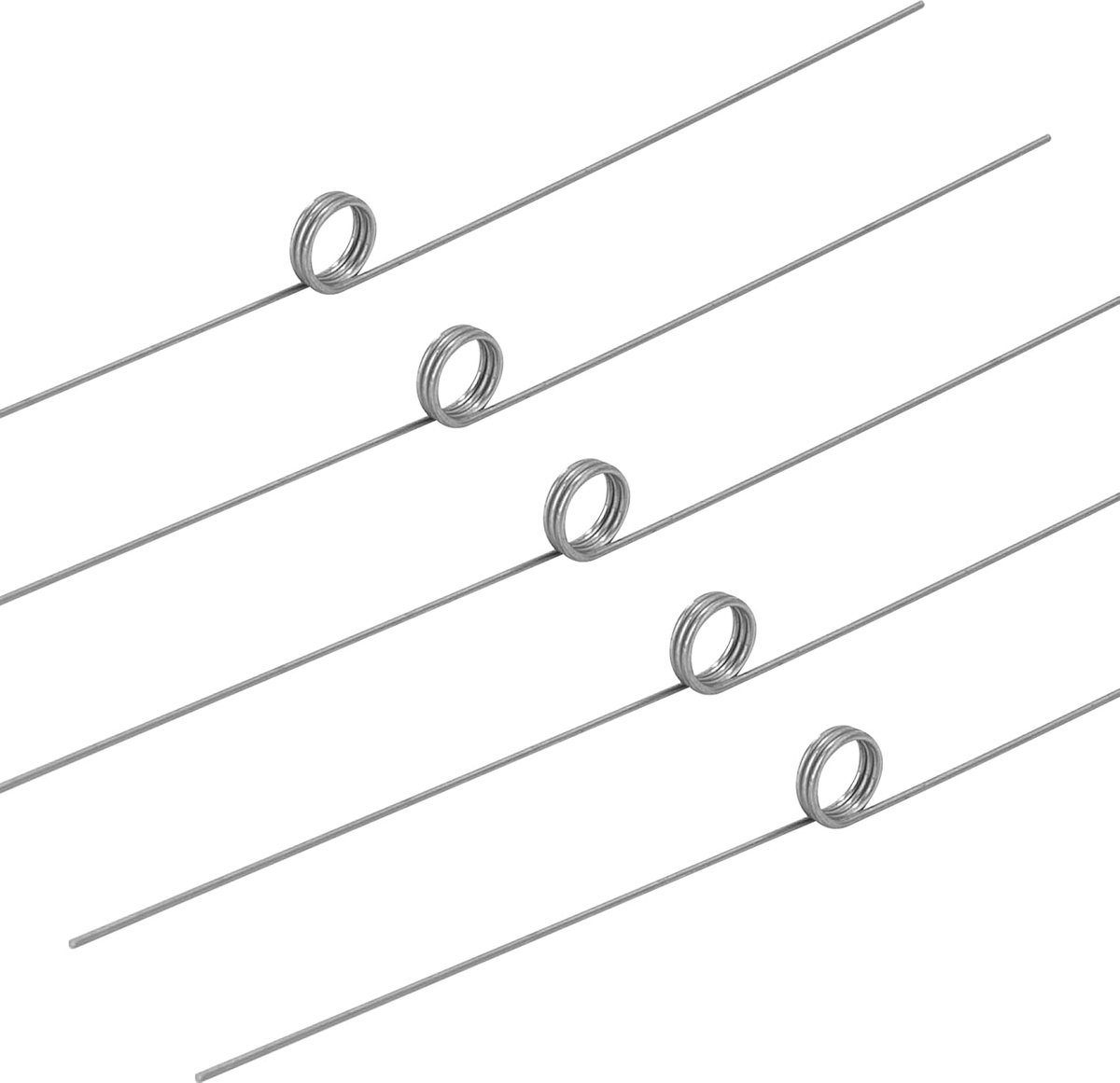 Torsieveren van roestvrij staal draaddiameter 0,5 mm binnendiameter 4 mm armlengte 40 mm hoek 180° 3 omwentelingen rechts 0,5 x 4 x 40 mm