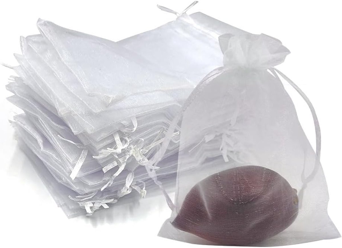 Sieradenzakjes, mousselinezakje, sieraden met satijnen koord voor geschenken, sieraden, snoep, souvenir, huwelijkscadeau, wit/zwart