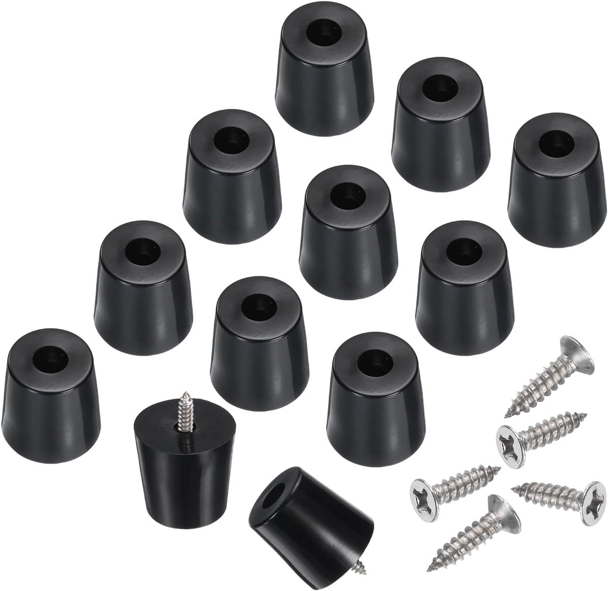 Rubberen antislipvoetjes met schroeven, 6 mm, voor snijplank, voeten, snijplank, antislip rubberen voetjes voor snijplank (zwart, 3,3 cm H x 1,3 inch)