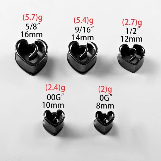 Saddles Flesh Plugs, 1 paar, spiraal, hart, roestvrij staal, voor mannen en vrouwen, oorpiercing, uitgerekte sieraden, 8 tot 16 mm — afbeelding 2
