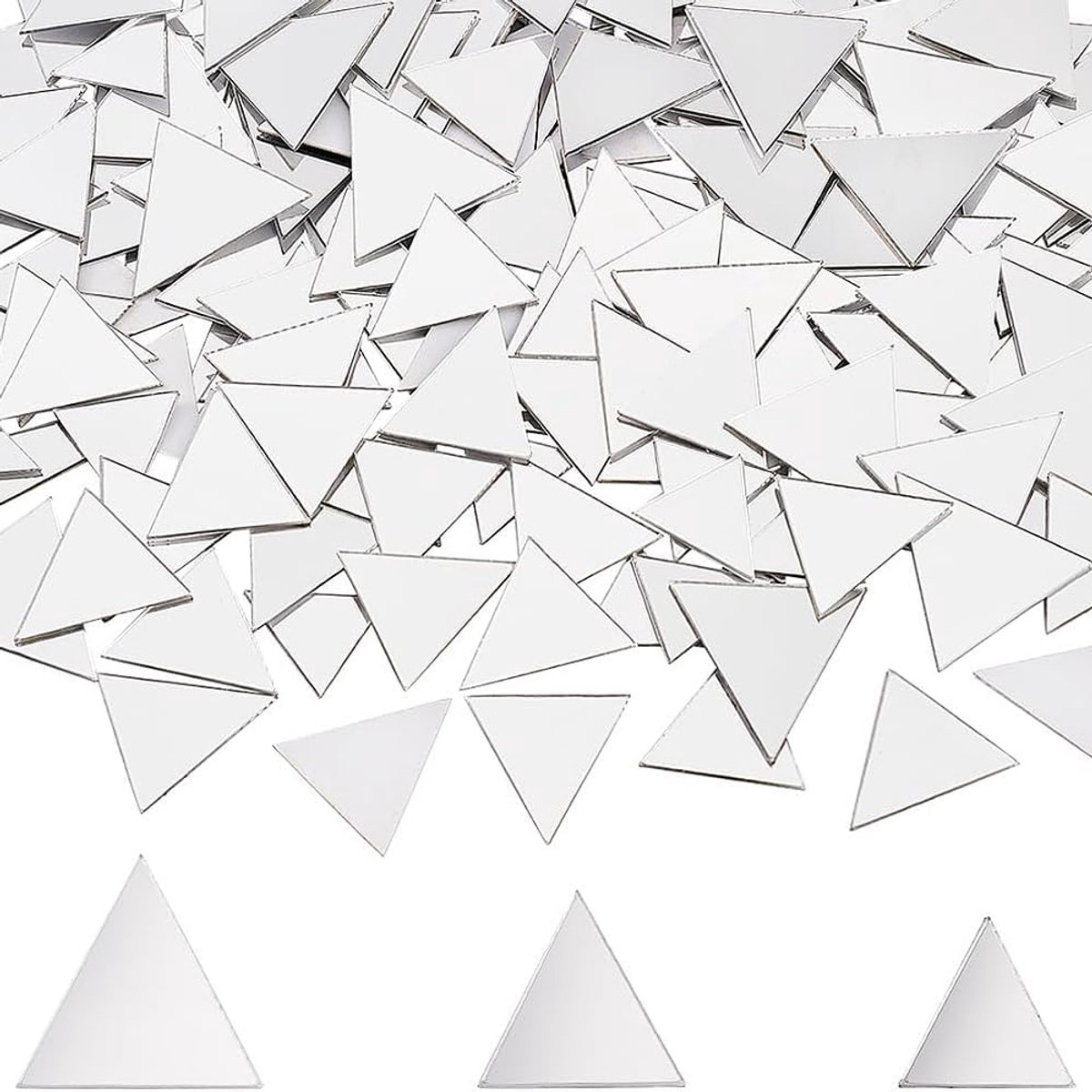 Driehoek Spiegel Tegels, 2.5 * 1.2cm, 200 Stuks Glazen, DIY Projecten, Hobby en Huis Decoratie, Mozaïek Decor Spiegels Voor Woon en Slaapkamer (Zilver)