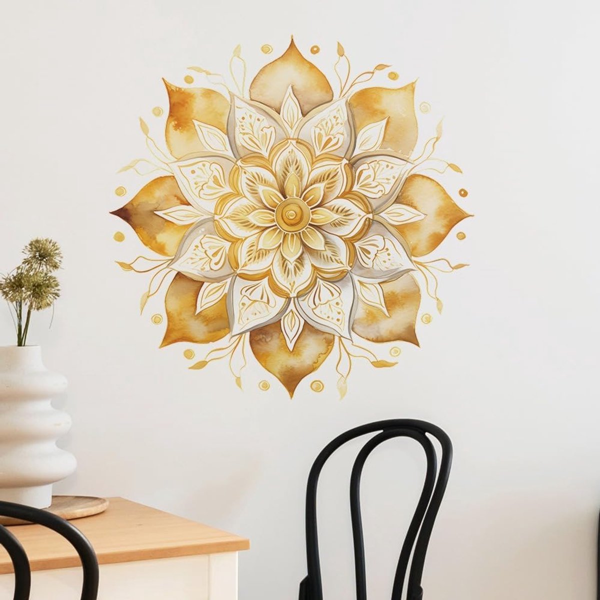 Muursticker Muursticker Mandala Goud Geel Paars Groen Woonkamer Slaapkamer Muursticker Muurschildering Boho Stijl Hal Yoga Wanddecoratie (Gold)