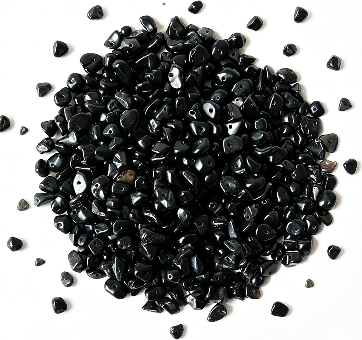 Set om te rijgen, 500 stuks, onregelmatige chips, 5-8 mm, natuurlijke geboorde edelstenen, zwarte sieradenkralen met gat voor het maken van armbanden, halskettingen, oorbellen en
