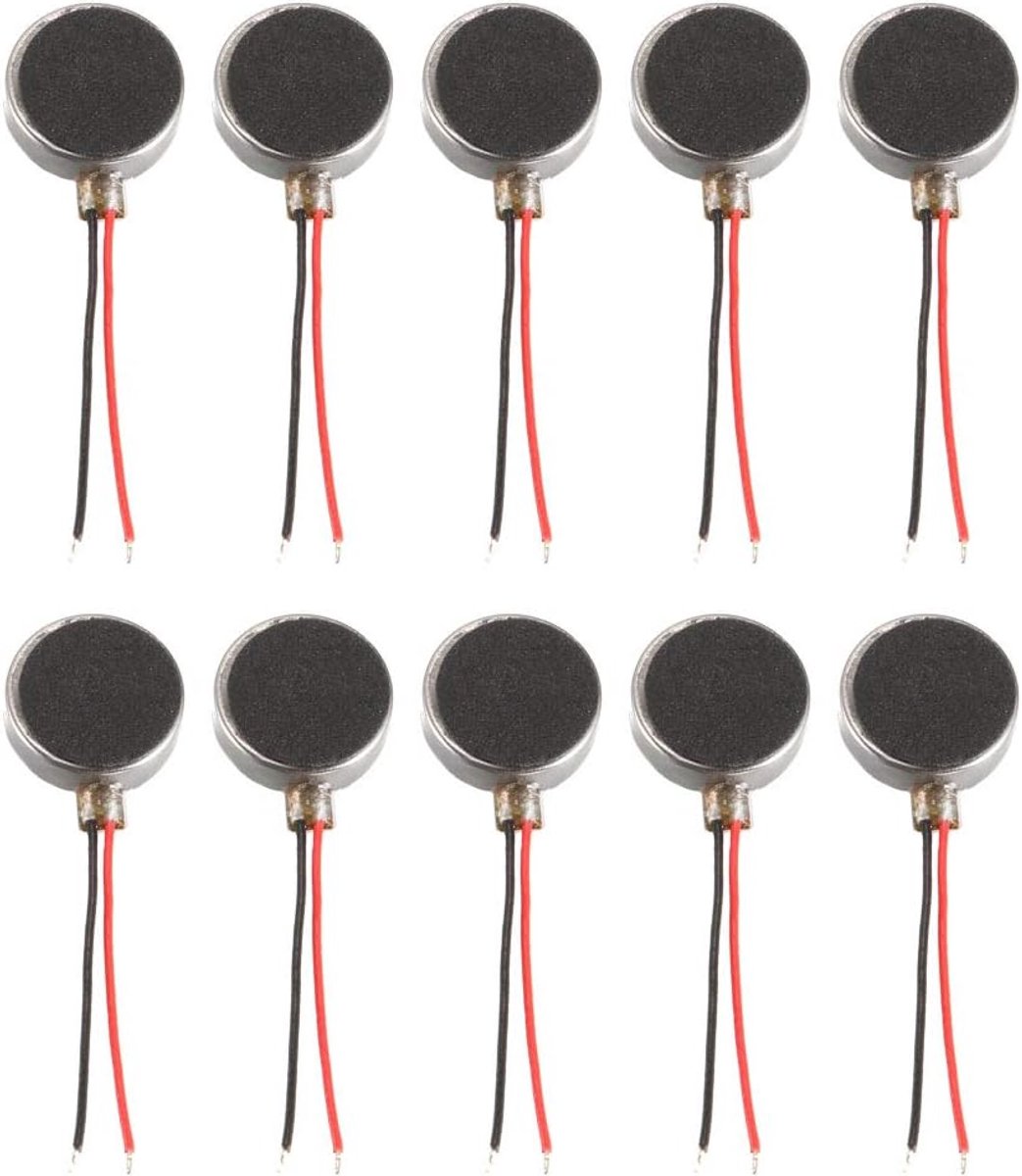 Sourcing map 10 stuks DC 1,5 V 6000 RPM 10 x 3 mm platte munt micro DC trilmotor voor mobiele telefoon