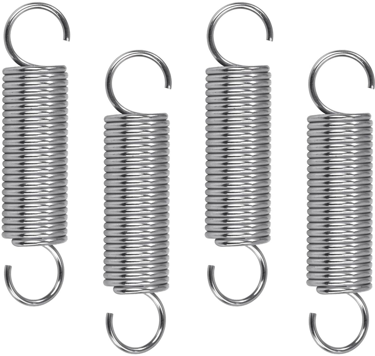 Trekveren met haak, roestvrij staal, trekveer, spanveer, 70 mm, buitendiameter 16 mm, draaddiameter 1,7 mm, maximale trekkracht 4,4 kg, 1,7 x 16 x 70 mm, 4 stuks