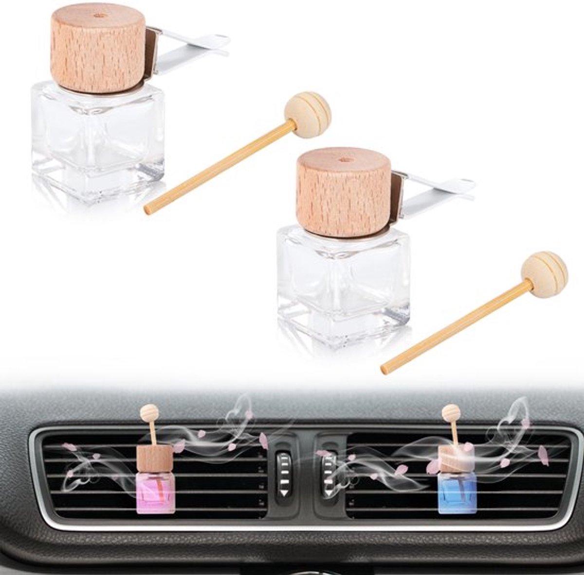 Autoparfum Flessen - Vierkant - Auto Geurverfrisser - Luchtverfrisser Auto - Parfum voor Auto - Luxe Ontwerp