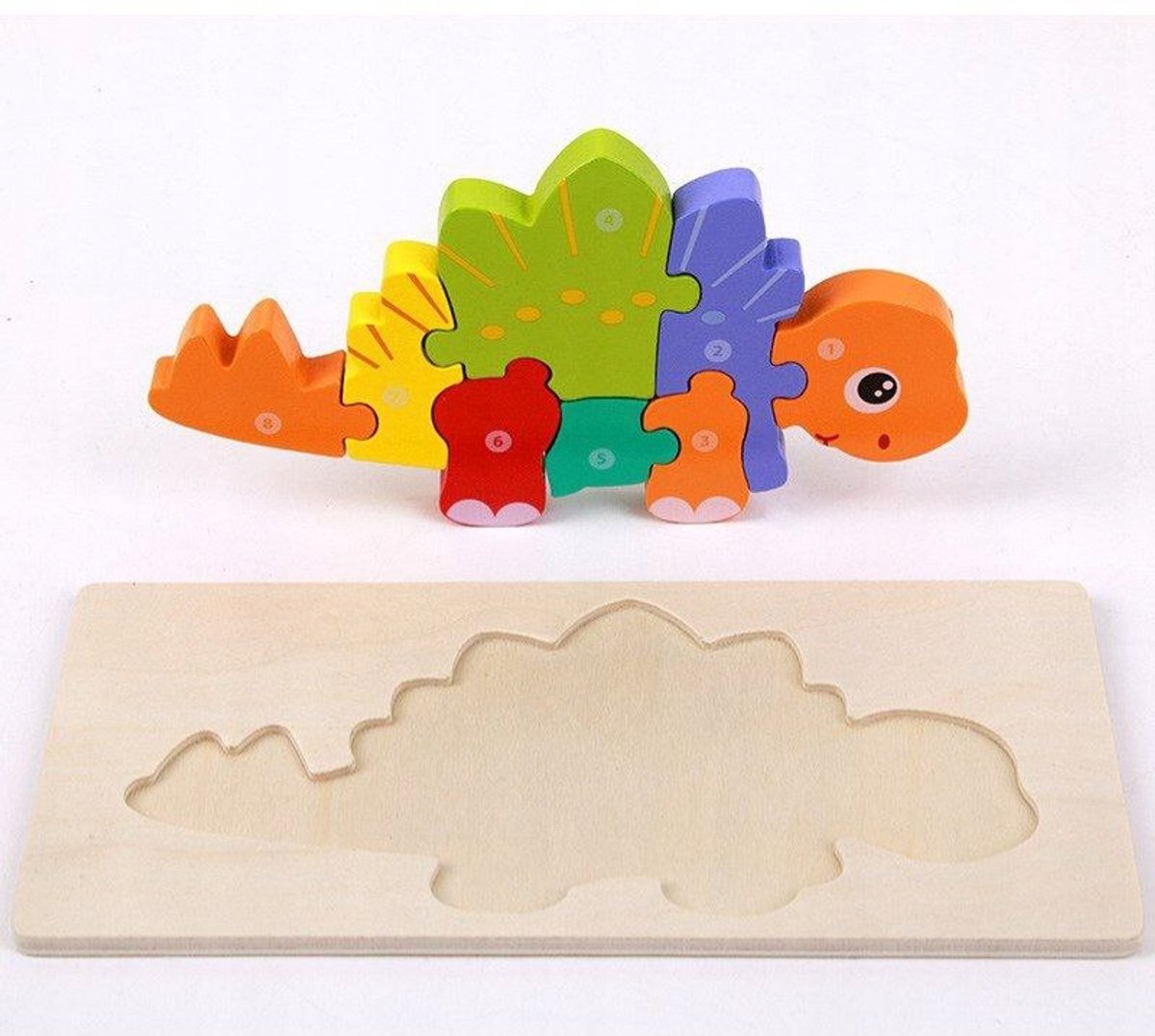 Houten Dino Puzzel voor Kinderen - Educatief en Veilig Speelgoed 3+