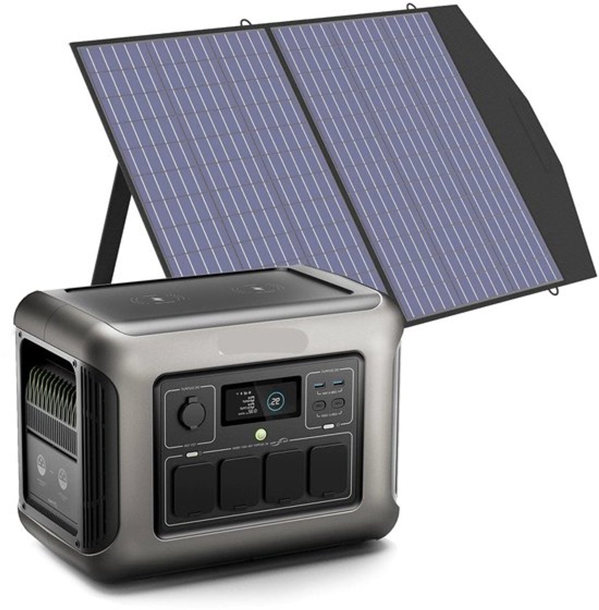 Powerstation - Generator - Aggregaat - Powerbank - Draagbare - met 100W Zonnepaneel - 1152Wh LiFePO4 Zonnegenerator - met AC Output voor Buiten en Noodstroom