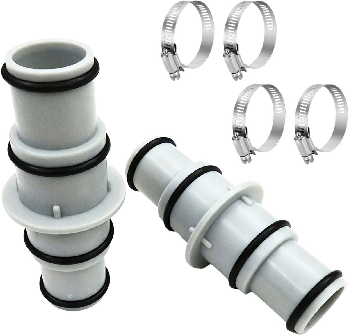 SolidKeus - Set van 2 Poolslangadapters met RVS Slangklemmen