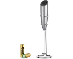 Elektrische Melkschuimer - Handmixer Koffie - Koffie Bereiden - Roestvrijstalen Garde - Inclusief 2 Batterijen - Zilver
