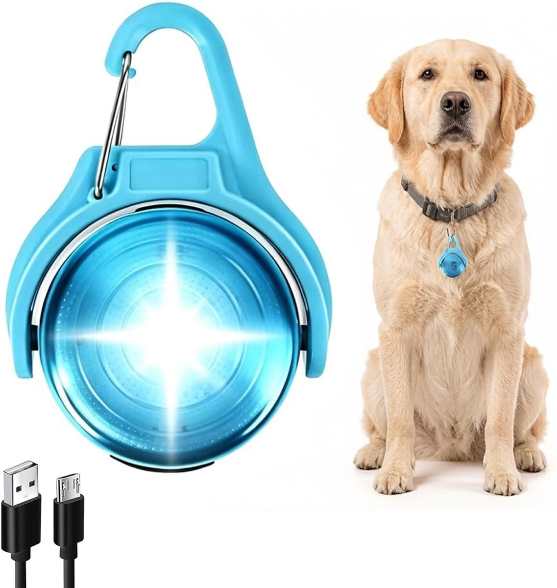 LED Hondenbandverlichting - USB Oplaadbaar & Waterdicht - 360° Verstelbare Straal - 7 Kleuren/4 Modes - 500m Zichtbaar - voor 's Nachts Wandelen - voor Hondeneigenaren