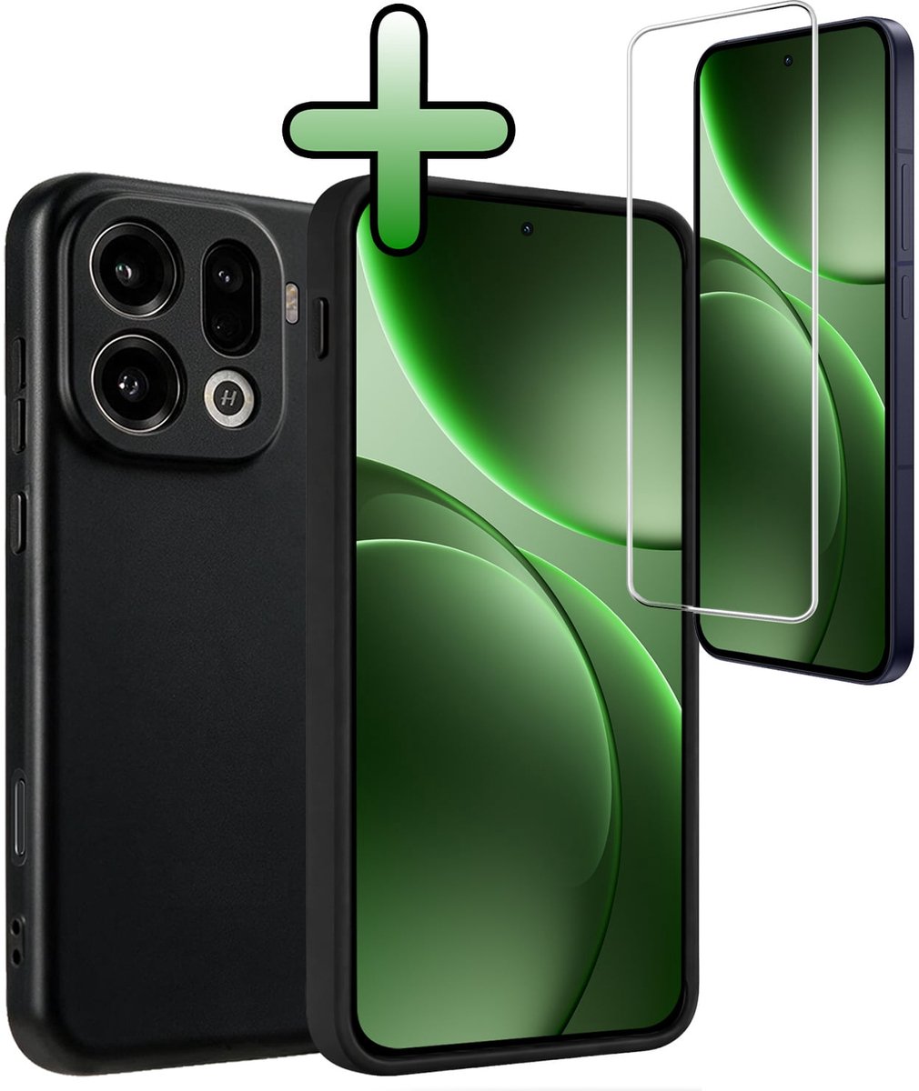 Hoesje Met Screenprotector - Geschikt voor OPPO Find X9 Pro - Sterk & Shockproof - Back Cover - Siliconen Case - Telefoon Hoes - Zwart