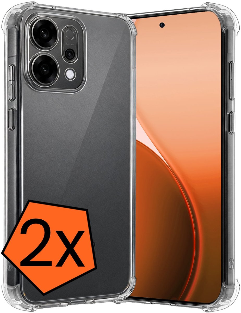 Hoes - 2 Stuks - Geschikt voor Oppo Reno 14 - Sterk & Shockproof - Siliconen Case - Back Cover - Telefoon Hoesje Shock Proof - Transparant