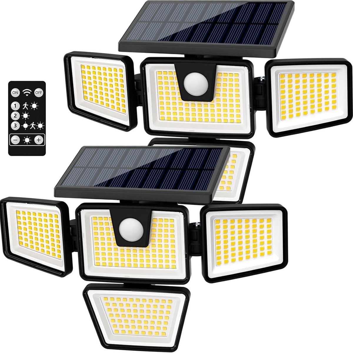 Elzusha - Set van 2 Solar Buitenlampen met Bewegingssensor en 4 Verstelbare Koppen