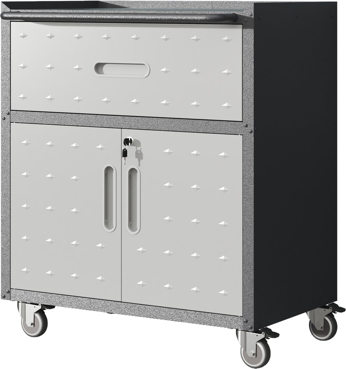 COVREO Gereedschapskar 75x42x88 cm zwart grijs, staal met 1 lade en slot