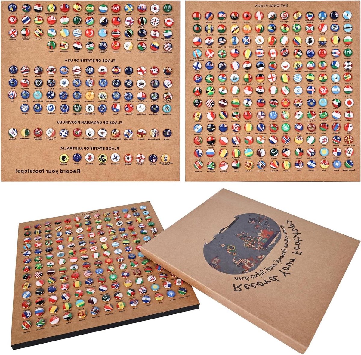 Decoratieve Punaises - Landkaart Spelden - Kaarten Markeren - Nationale Vlag Ontwerp - 291 Stuks - Multicolor