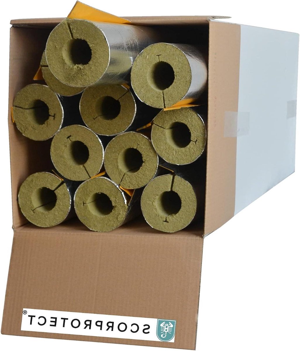 Buisisolatie Steenwol - Isolatie Schalen - Leiding Isoleren - Aluminium Ommanteling - 48x30mm 1 Meter - Grijs