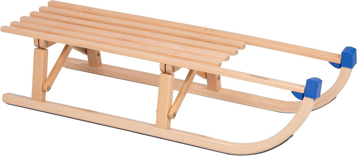 Houten Slee - Klap Slee - Winter Plezier - TÜV Getest - 100 cm - Naturel Blauw