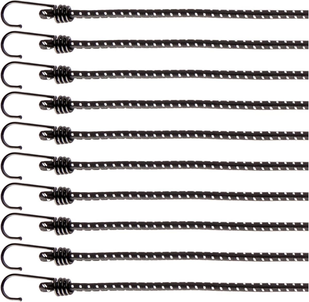Rubberen Spanbanden Set - Bagage Expander Haken - Lading Zekeren - Reflecterende Strepen - 10 Stuks 88cm - Zwart
