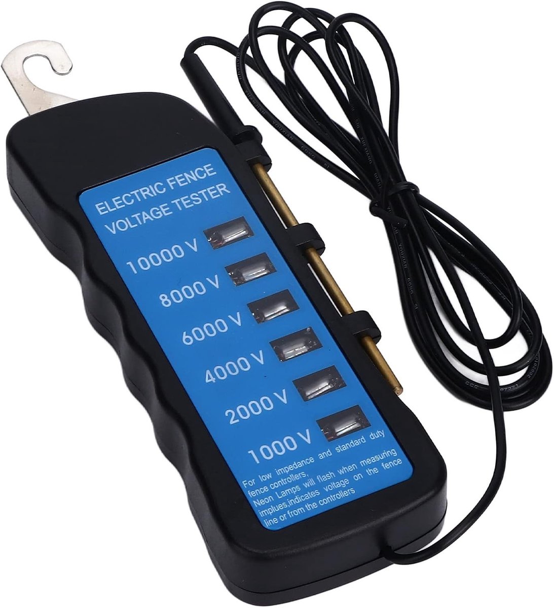 Draagbare Digitale Spanningstester voor Elektrische Hekken, 6 Lampjes, 10000V, Ideaal voor Boerderijen en Tuinieren