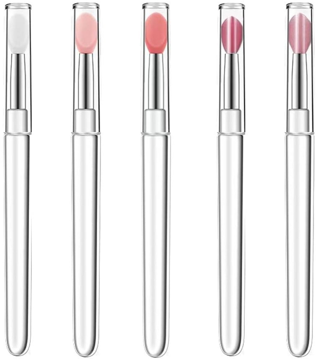 SolidKeus - Set van 5 Silicone Lippenborstels met Deksel