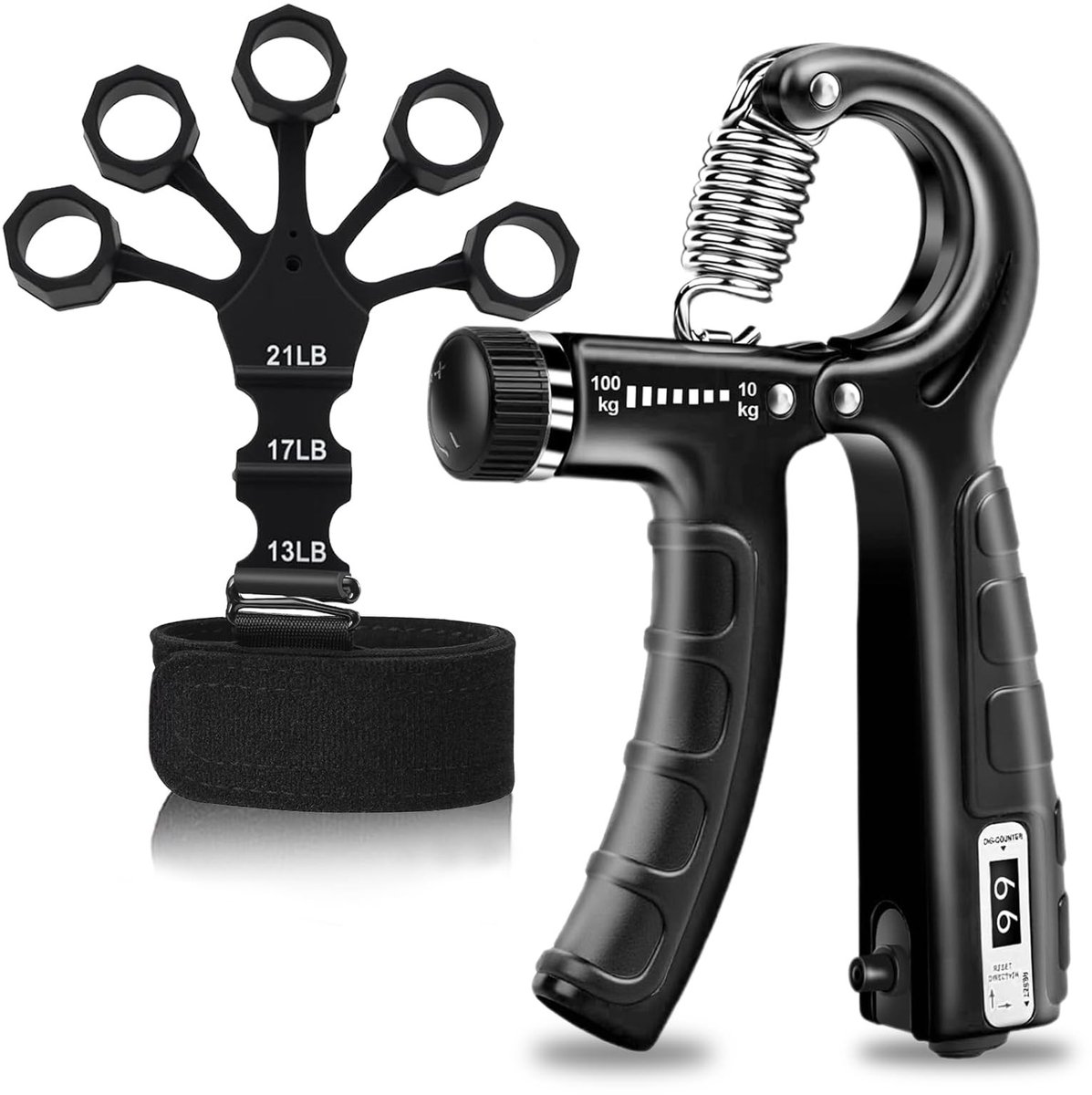 SolidKeus - Handkrachttraining Set met Teller en Antislip Grip