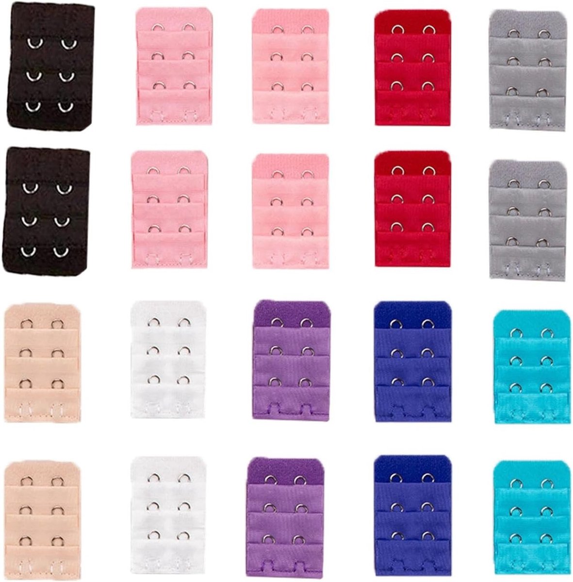 Set van 20 verstelbare bh-verlengingen met haken, comfortabele ondergoedverlenging voor bustiers en normale bh's, maatverstelling voor een perfecte pasvorm