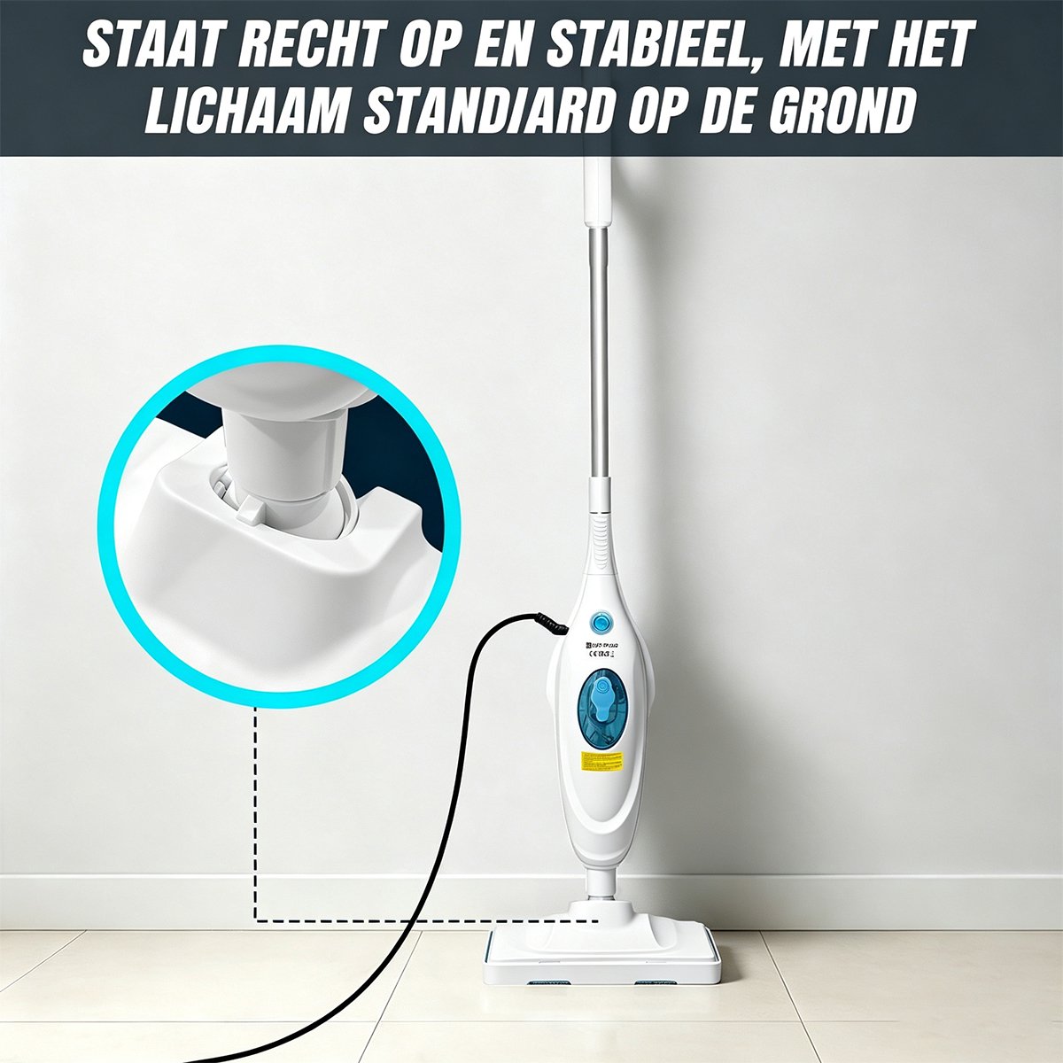 Elektrische Vloer Hete Stoom Mop 1500W, Tegel & Harde Houten Vloerreiniger, Multipurpose Handheld Stoomreiniger met 2 Wasbare Microvezel Pads thumbnail 2