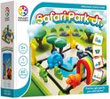 Doos van het spel Safari Park Jr. met een afbeelding van een olifant, giraffen, leeuw, bomen, regenboog en water.