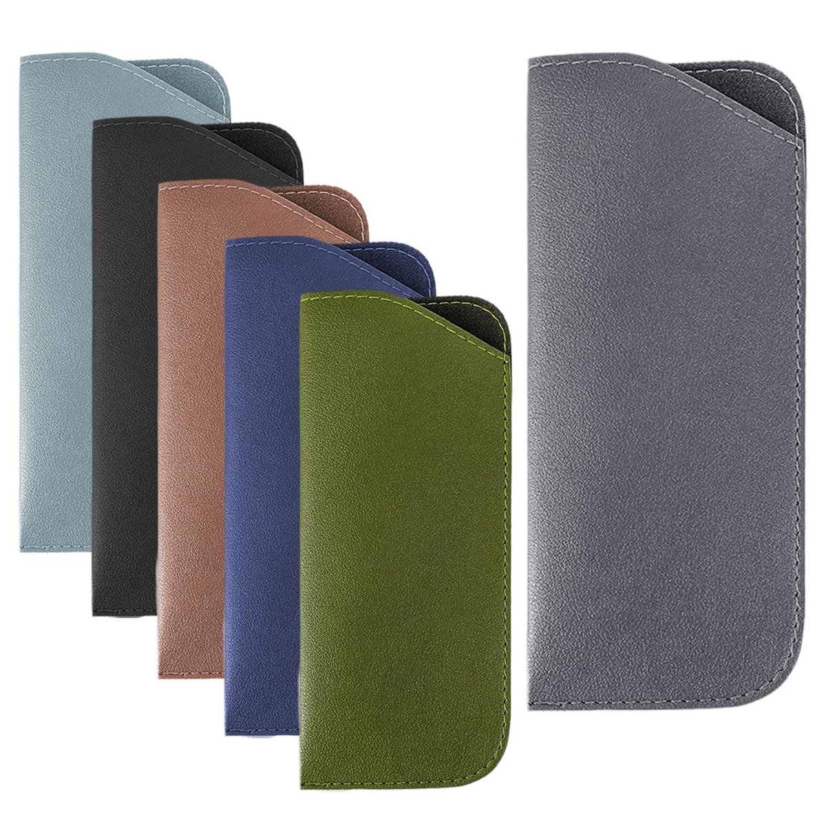 SolidKeus - Set van 6 Zachte Lederen Brilhoesjes voor Zonnebrillen