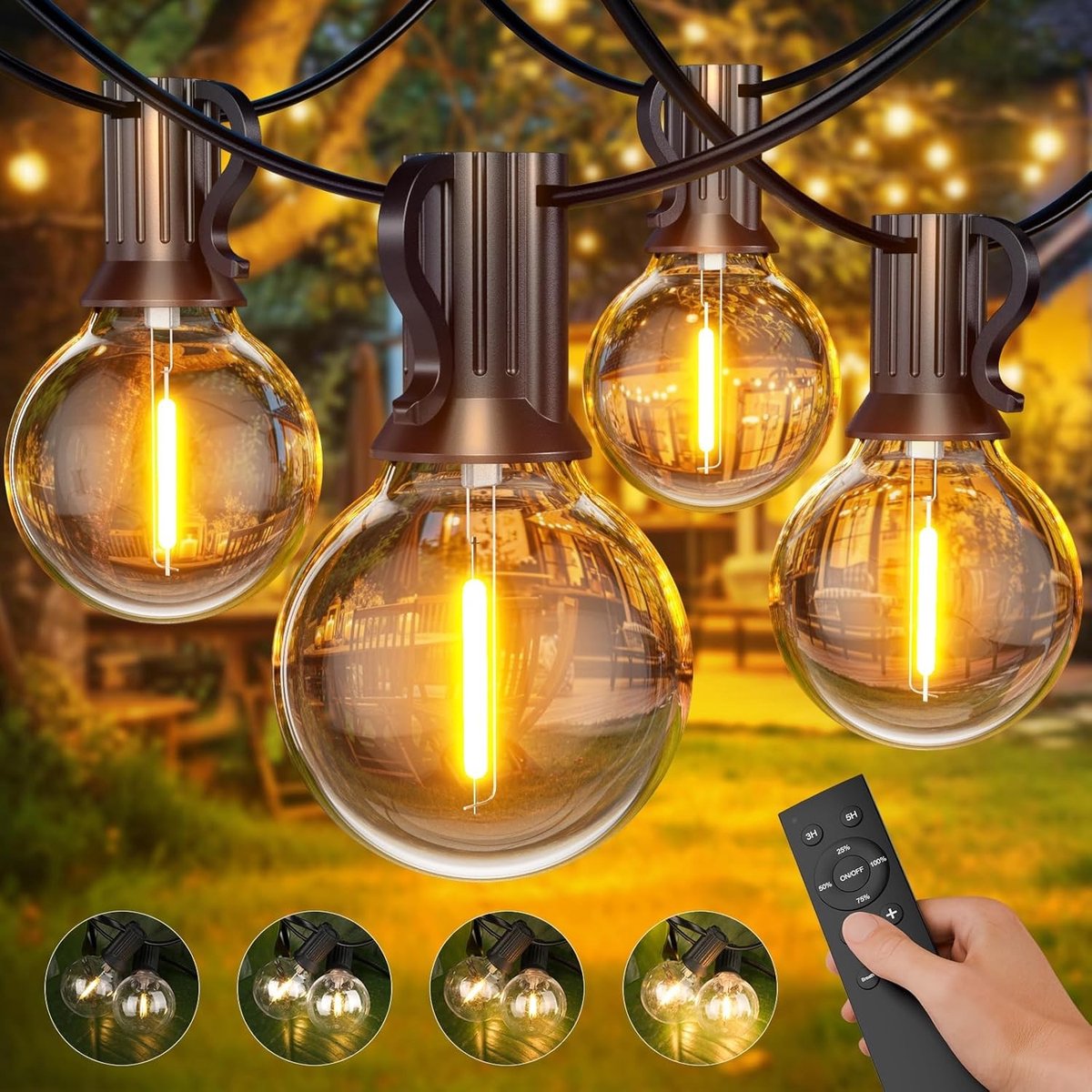 Tuinverlichting buiten lichtsnoern - Warm wit - 30 meter - G40 LED gloeilampen met afstandsbediening - Weerbestendig