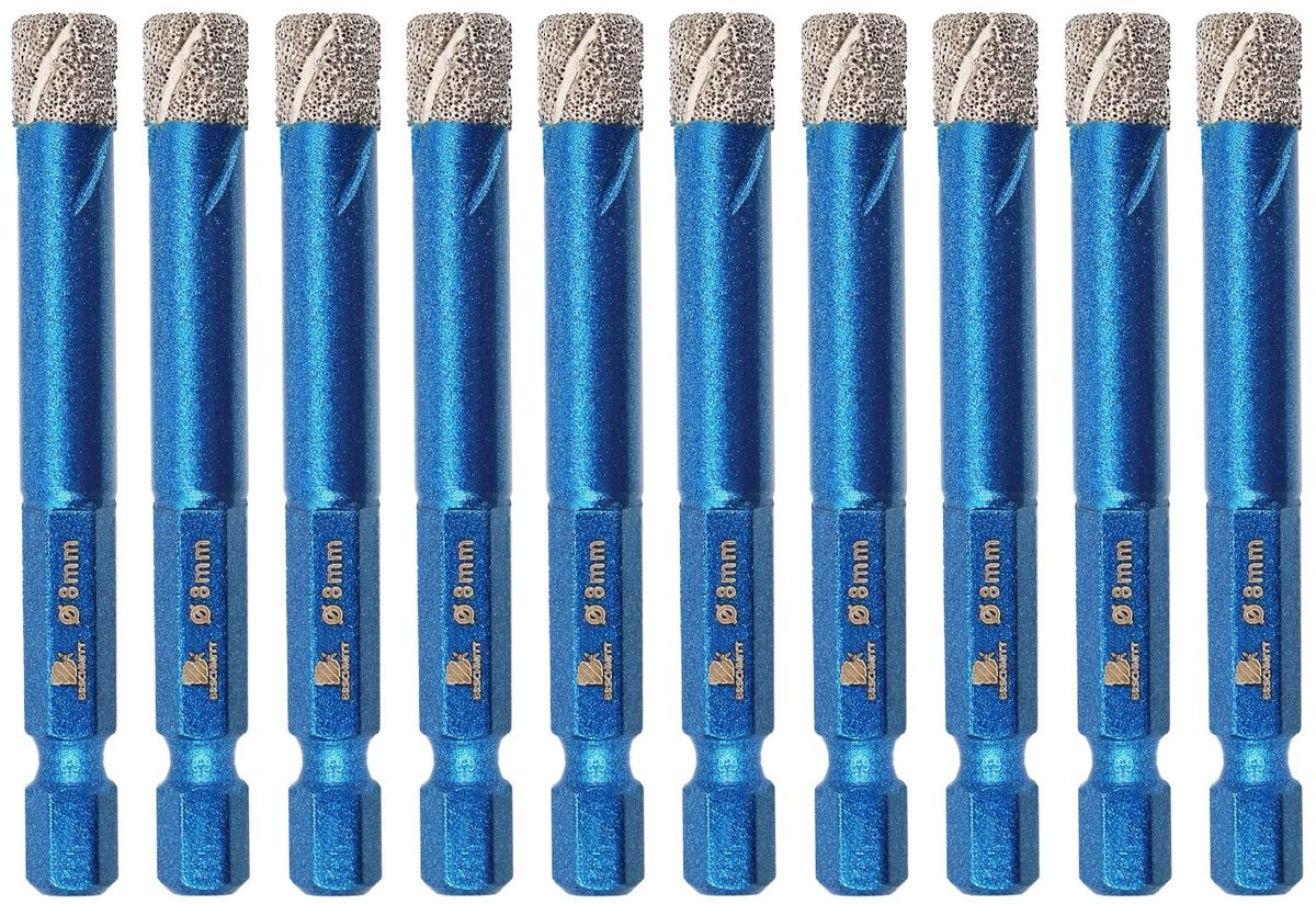 SolidKeus - Set van 10 Diamantboorbits van 8mm voor Porselein en Tegels