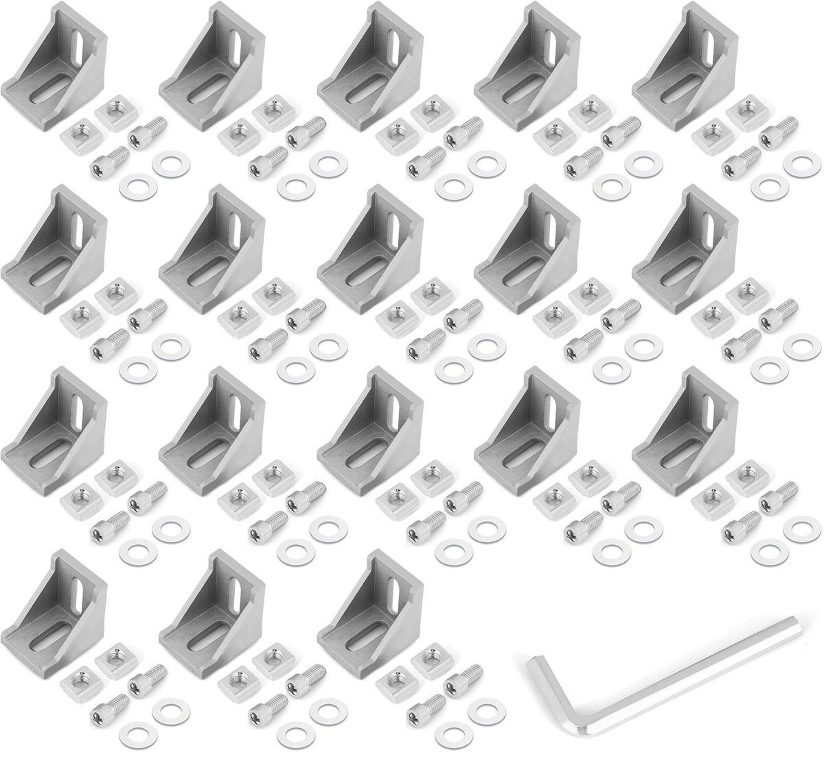 SolidKeus - 18-delige Aluminium Hoekbeugel Set voor Meubelprojecten
