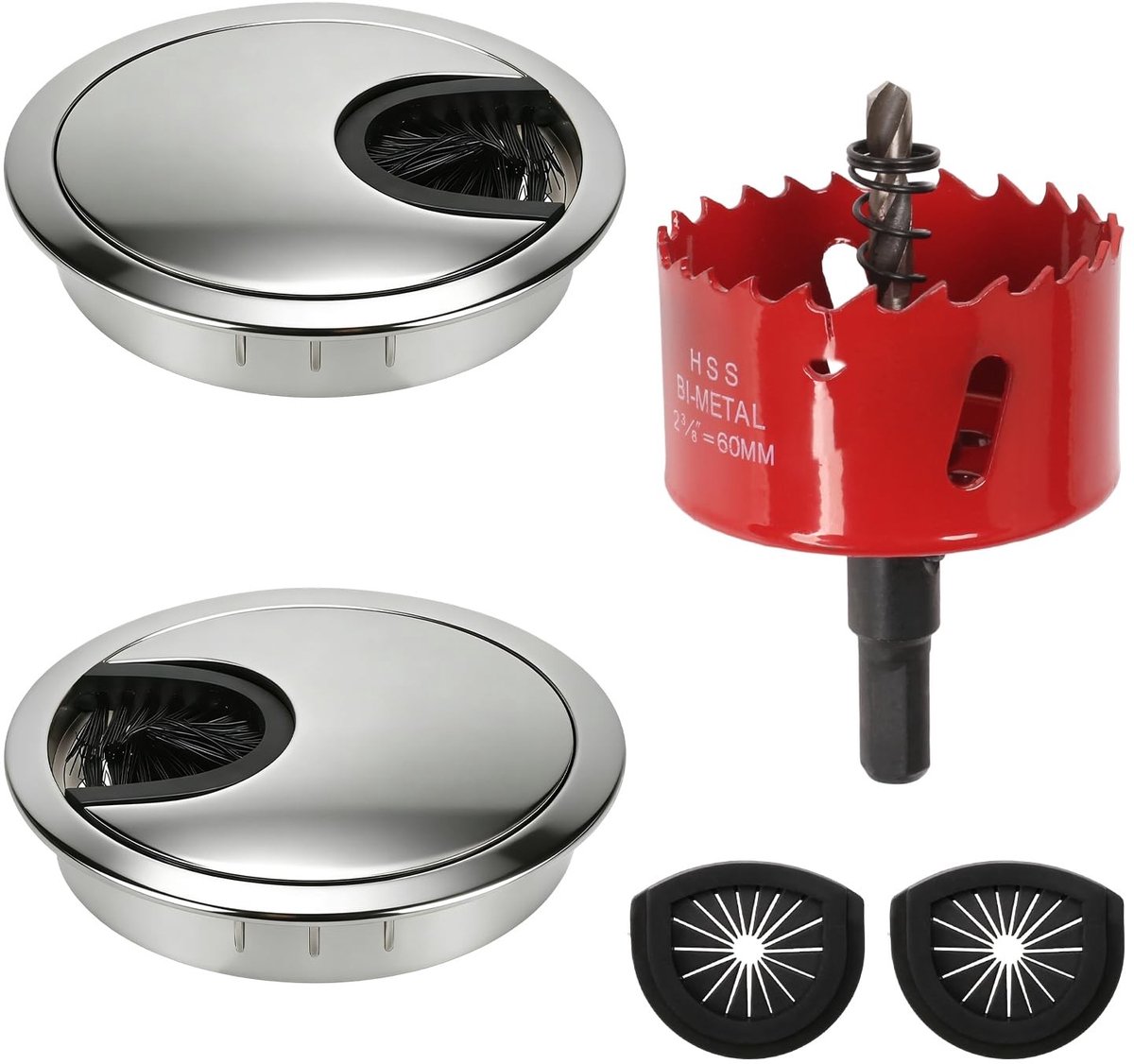 SolidKeus - 2 Stuks Kabeldoorvoer voor Bureau 60 mm