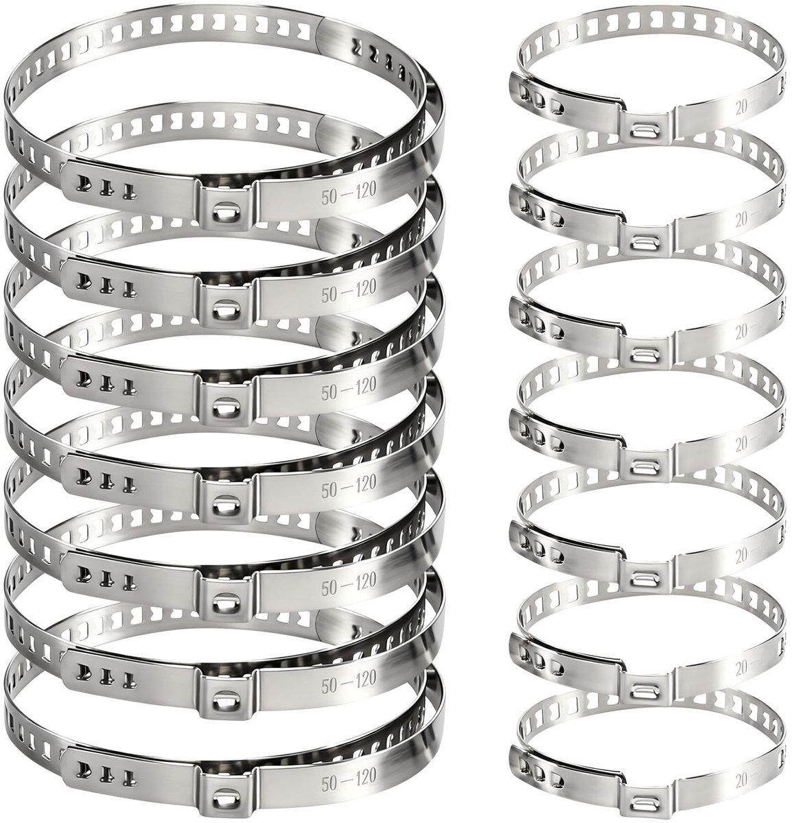 SolidKeus - Set van 14 Universele Roestvrij Stalen Shaft Cuffs