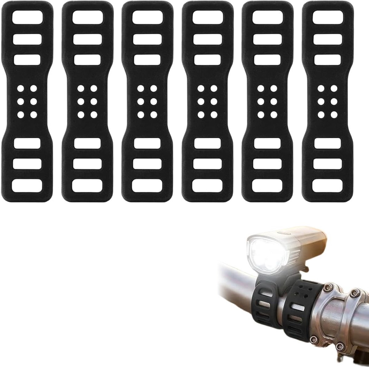 SolidKeus - Set van 6 Silicone Fietsbands voor Verlichting