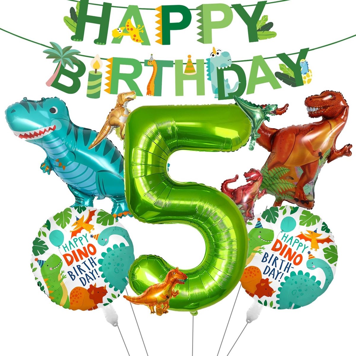 SolidKeus - Dino Verjaardagsdecoratie met Cijferballon 5