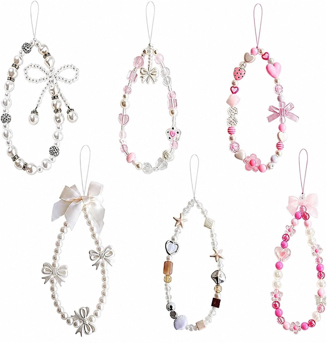 SolidKeus - Set van 6 Telefoonhangers met Bloemendecoratie