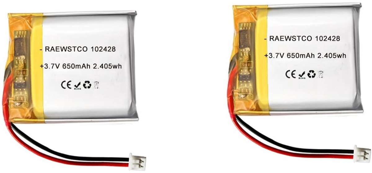 SolidKeus - 2 Stuks 3,7 V 650 mAh Lithium Batterij voor Beauty Apparaten