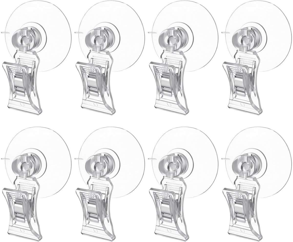 SolidKeus - Set van 8 Transparante Zuignap Clips voor Multifunctioneel Gebruik