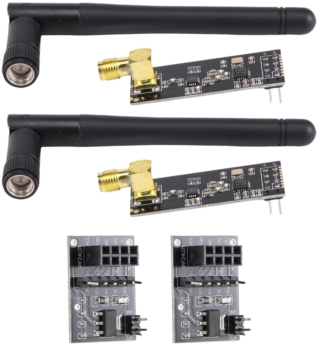 SolidKeus - 2 Stuks NRF24L01+PA+LNA Transceiver met SMA Antenne