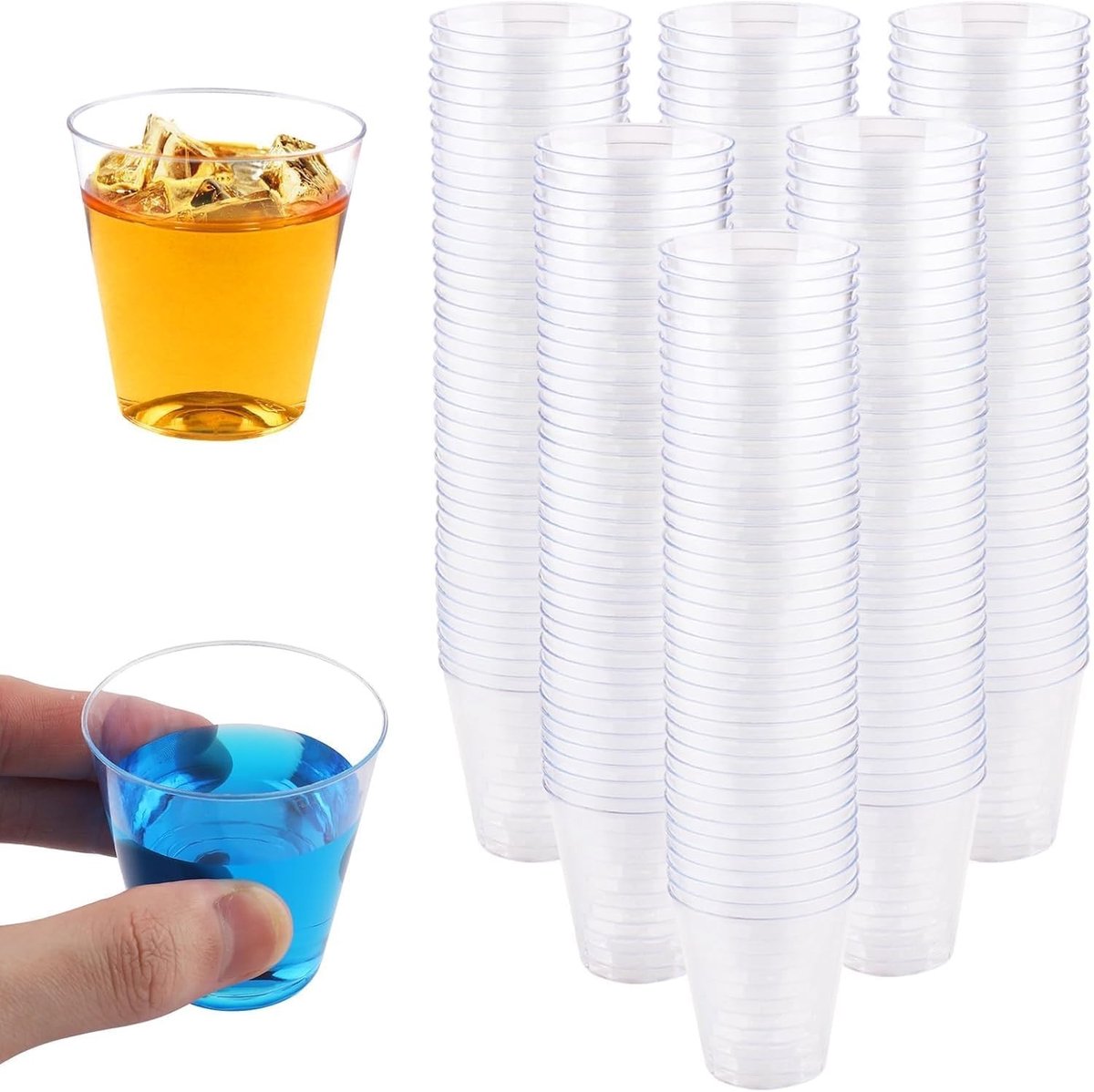 Borrelglazen - Wit - 40 mm x 43 mm x 30 mm - Herbruikbare Bekers voor Feestjes en Evenementen