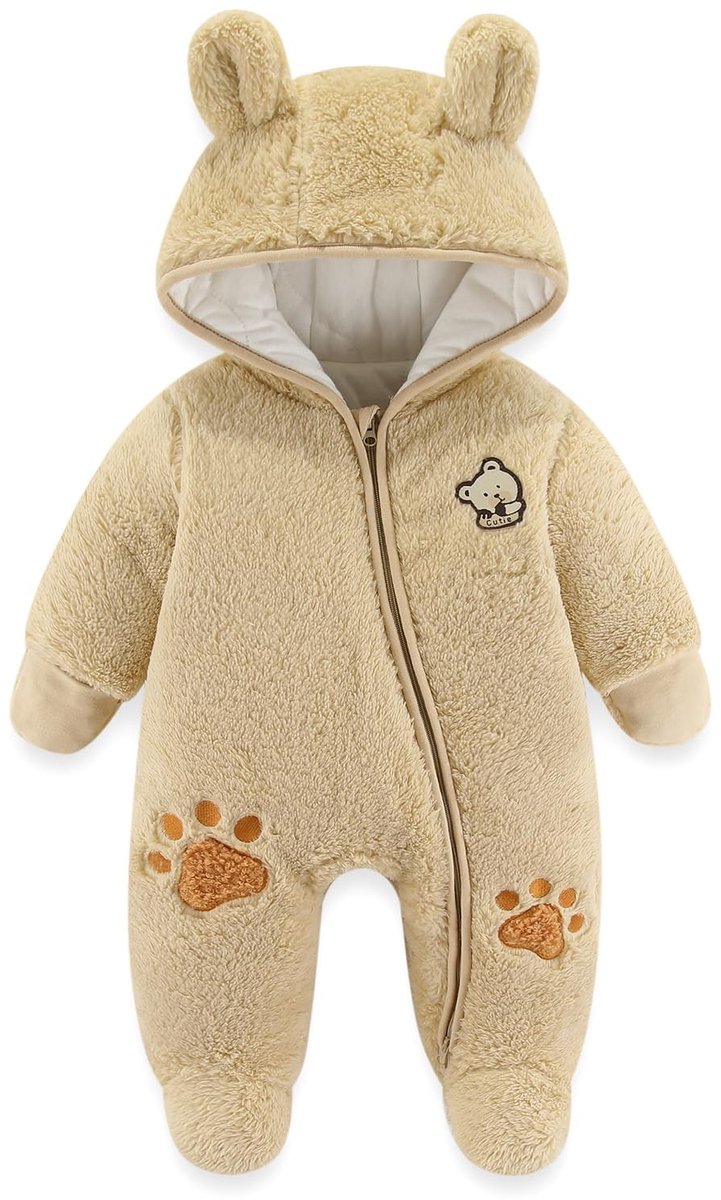 SolidKeus - Warme Fleece Baby Snowsuit met Capuchon voor Winter