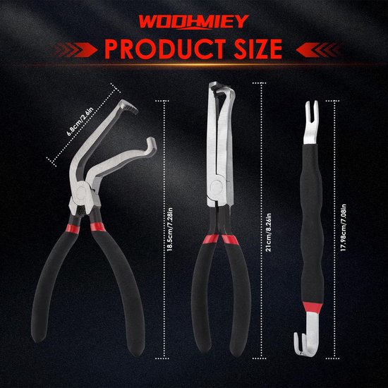 SolidKeus - Set van 3 Pliers voor Autoconnectoren van Koolstofstaal van Solidkeus — afbeelding 3